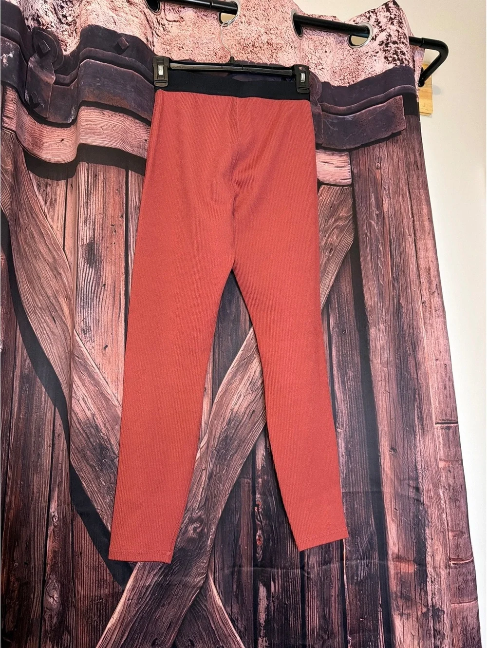 Nike Just Do It Rust Orange Ribbed Leggings Size Small